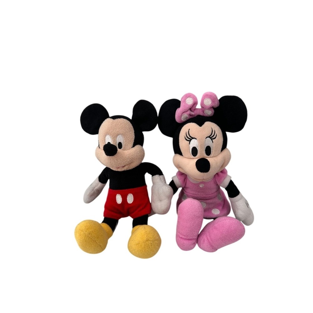 Disney Mickey & Minnie Mouse Plush Set Just Play Pair Stuffed Animals READ 10"